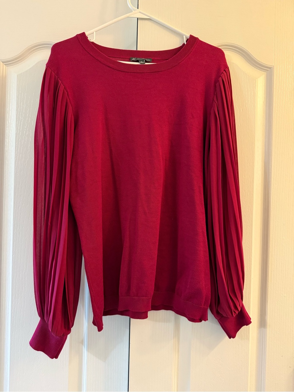 Adrianna Papell Plum Pleated Sleeve Sweatshirt